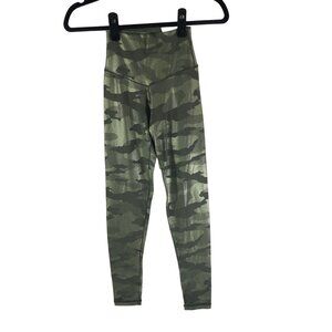 Aerie Offline Real Me 7/8 High-Rise Camo Leggings Metallic Shine Green XS
